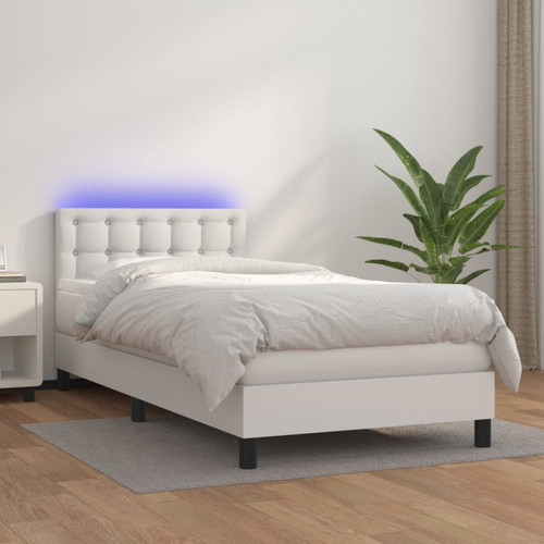 Vidaxl - vidaXL Sommier à lattes de lit avec matelas et LED Blanc 90x200cm Vidaxl  - Marchand Vidaxl