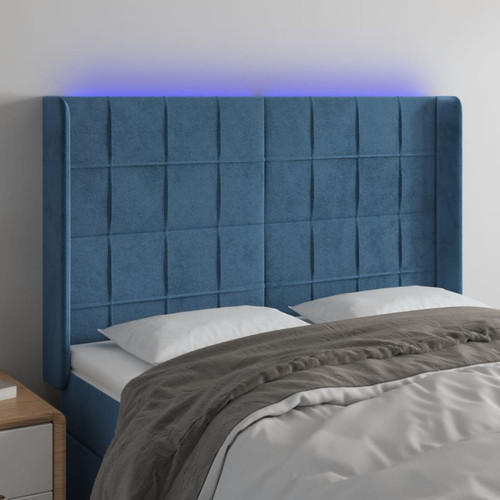 Vidaxl - vidaXL Tête de lit à LED Bleu foncé 147x16x118/128 cm Velours Vidaxl  - Literie
