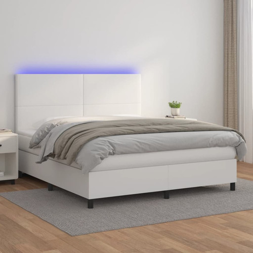 Vidaxl - vidaXL Sommier à lattes de lit avec matelas et LED Blanc 180x200 cm Vidaxl - Cadres de lit Vidaxl