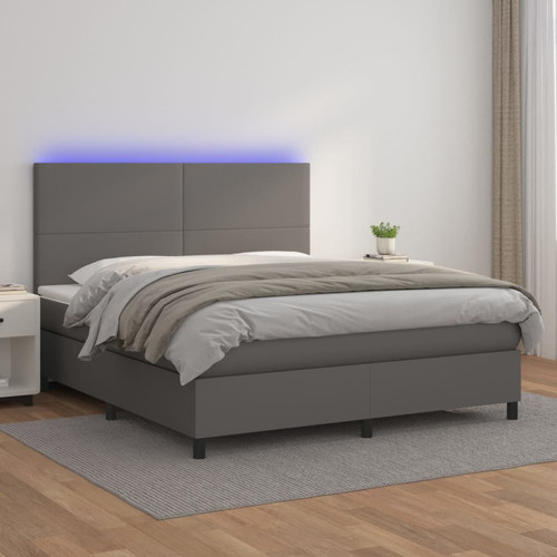 Vidaxl - vidaXL Sommier à lattes de lit avec matelas et LED Gris 180x200 cm Vidaxl  - Literie