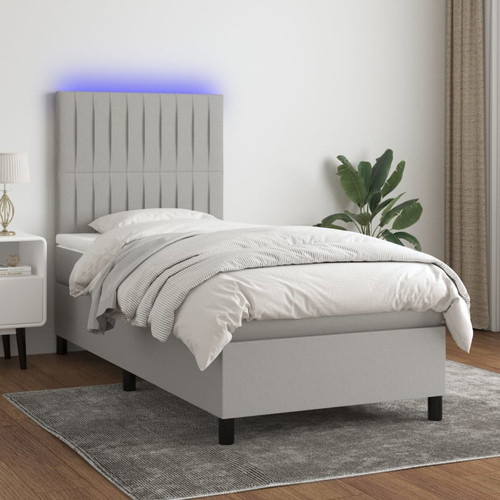 Vidaxl - vidaXL Sommier à lattes de lit avec matelas et LED Gris clair 90x190cm Vidaxl  - Chambre Enfant