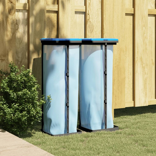Poubelles d'extérieur, conteneurs Vidaxl vidaXL Porte-sacs poubelles 2 pcs noir et bleu 120 L PP