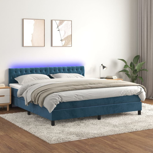 Vidaxl - vidaXL Sommier à lattes de lit avec matelas LED Bleu foncé 160x200 cm Vidaxl  - Marchand Vidaxl