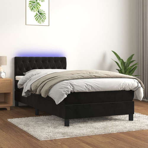 Vidaxl - vidaXL Sommier à lattes de lit avec matelas et LED Noir 90x190 cm Vidaxl  - Lit enfant