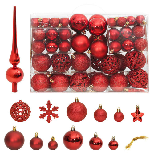 Vidaxl - vidaXL Ensemble de boules de Noël 111 pièces rouge polystyrène - Boule de Noël Décorations de Noël
