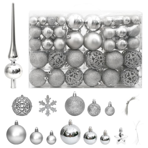 Vidaxl - vidaXL Ensemble de boules de Noël 111 pièces argenté polystyrène - Boule de Noël Décorations de Noël