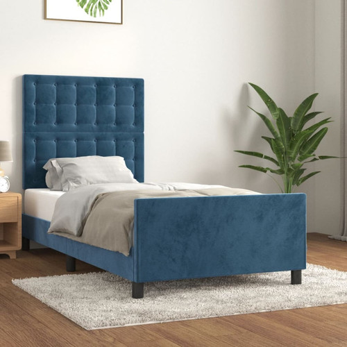 Vidaxl - vidaXL Cadre de lit avec tête de lit Bleu foncé 90x190 cm Velours Vidaxl  - Vidaxl