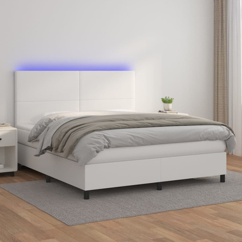 Vidaxl - vidaXL Sommier à lattes de lit avec matelas et LED Blanc 160x200 cm Vidaxl  - Marchand Vidaxl