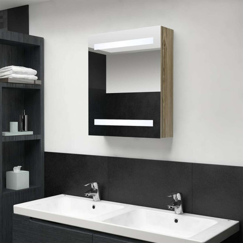 Vidaxl - vidaXL Armoire de salle de bain à miroir LED chêne 50x14x60 cm Vidaxl - Maison Marron noir