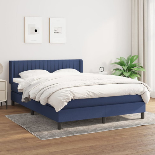 Vidaxl - vidaXL Sommier à lattes de lit avec matelas Bleu 140x200 cm Tissu Vidaxl  - Lit 2 personnes Cadres de lit