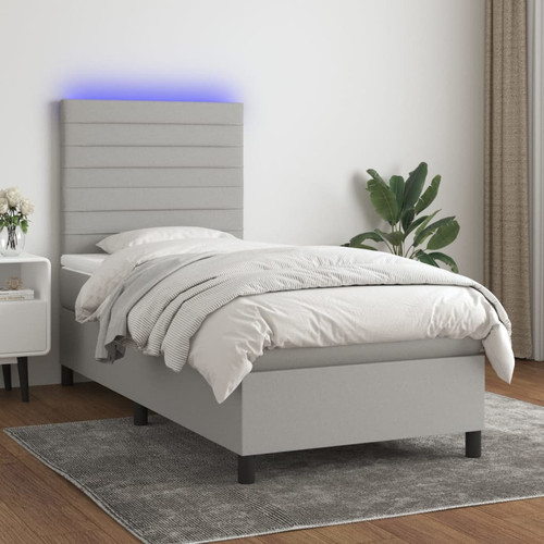 Vidaxl - vidaXL Sommier à lattes de lit avec matelas et LED Gris clair 80x200cm Vidaxl  - Maison