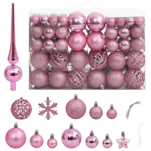 Vidaxl - vidaXL Ensemble de boules de Noël 111 pièces rose polystyrène Vidaxl  - Figurine Noël Décorations de Noël