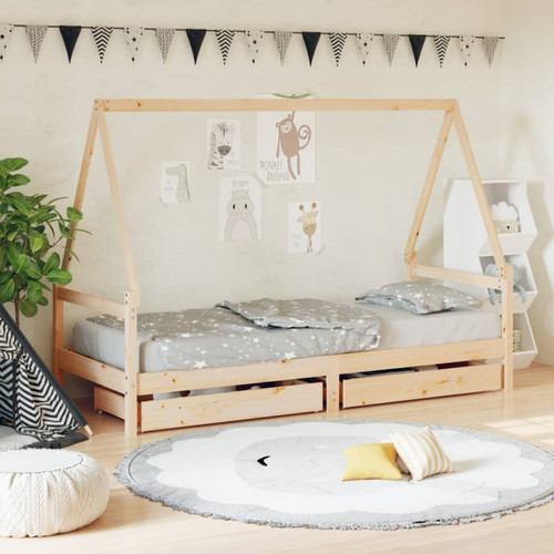 Vidaxl - vidaXL Cadre de lit enfant avec tiroirs 90x200 cm bois de pin massif Vidaxl  - Lit enfant avec tiroir Lit enfant