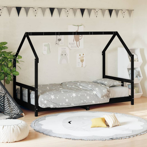 Vidaxl - vidaXL Cadre de lit pour enfants noir 90x190 cm bois de pin massif Vidaxl  - Chambre Enfant