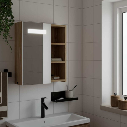 Vidaxl - vidaXL Armoire de salle de bain à miroir avec LED chêne 45x13x52 cm Vidaxl  - meuble bas salle de bain