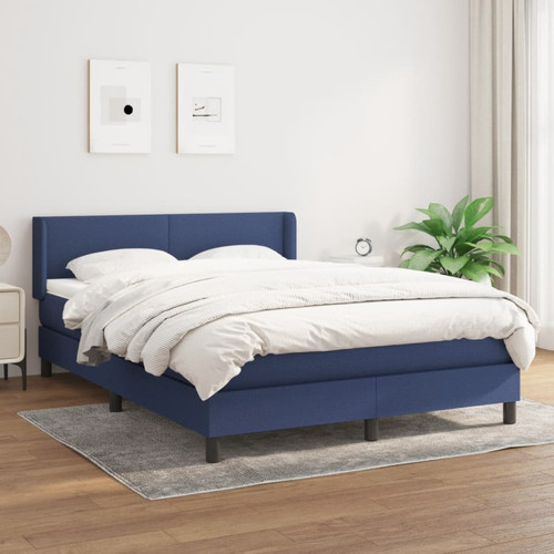 Vidaxl - vidaXL Sommier à lattes de lit avec matelas Bleu 140x190 cm Tissu Vidaxl  - Lit 2 personnes Cadres de lit