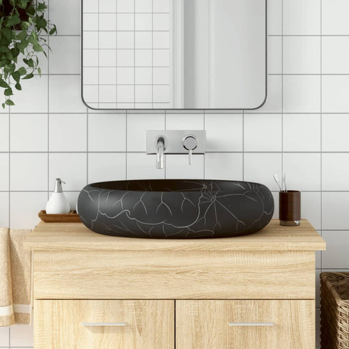 Vidaxl - vidaXL Vasque à poser noir ovale 59x40x15 cm céramique Vidaxl  - Plomberie Salle de bain