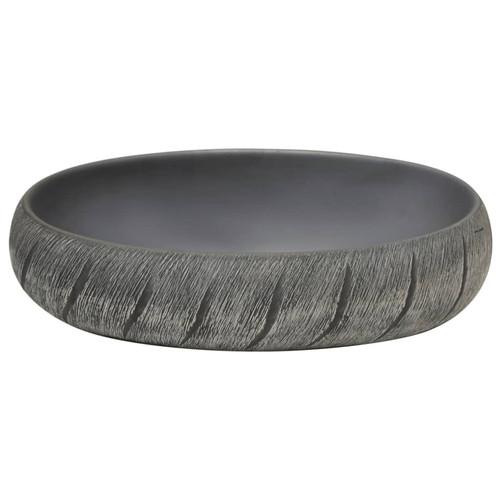 Vidaxl vidaXL Vasque à poser noir et gris ovale 59x40x15 cm céramique