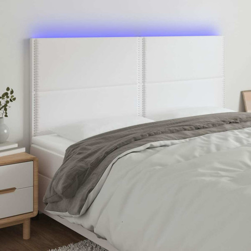 Vidaxl - vidaXL Tête de lit à LED Blanc 180x5x118/128 cm Similicuir Vidaxl - Lit paiement en plusieurs fois