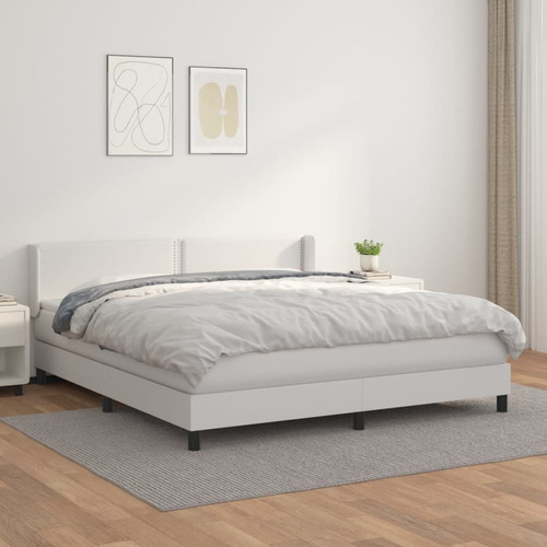 Vidaxl - vidaXL Sommier à lattes de lit avec matelas Blanc 160x200cm Similicuir Vidaxl - Chambre et literie Maison