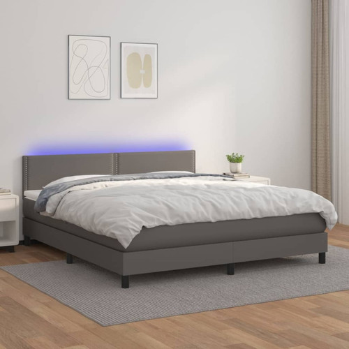 Vidaxl - vidaXL Sommier à lattes de lit avec et matelas et LED Gris 160x200 cm Vidaxl  - Literie
