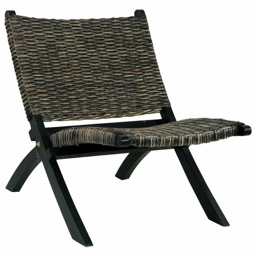 Vidaxl - vidaXL Chaise de relaxation Noir Rotin naturel kubu et bois d'acajou Vidaxl  - Salon, salle à manger