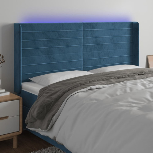 Vidaxl - vidaXL Tête de lit à LED Bleu foncé 183x16x118/128 cm Velours Vidaxl  - Têtes de lit