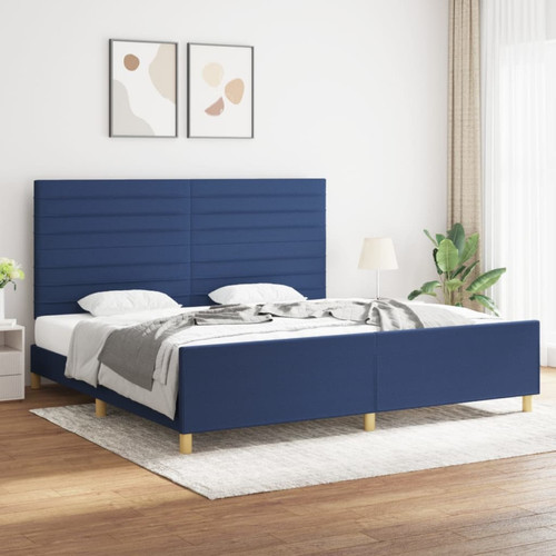 Vidaxl - vidaXL Cadre de lit avec tête de lit Bleu 200 x 200 cm Tissu Vidaxl  - Lit 2 personnes Cadres de lit