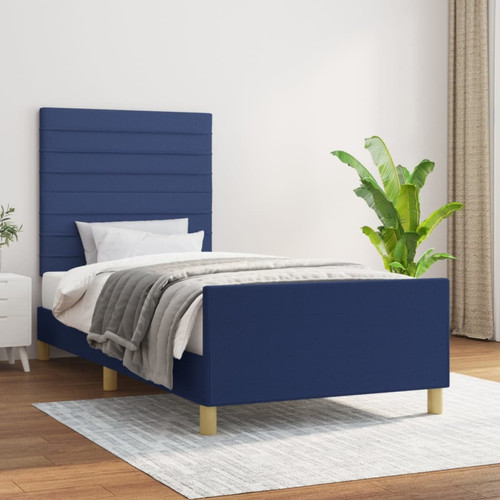 Vidaxl - vidaXL Cadre de lit avec tête de lit Bleu 80x200 cm Tissu Vidaxl  - Lit enfant Blanc+bleu