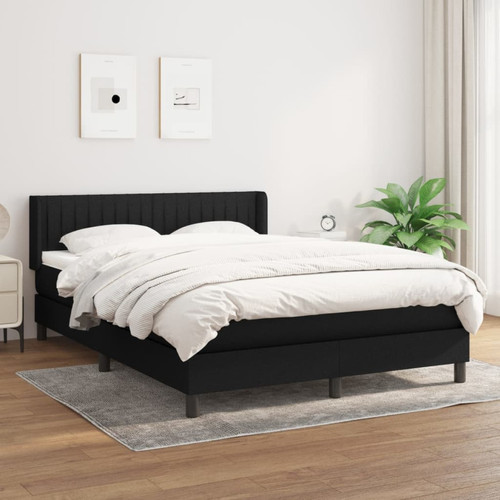 Vidaxl - vidaXL Sommier à lattes de lit avec matelas Noir 140x190 cm Tissu Vidaxl  - Cadres de lit