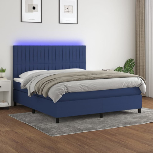 Vidaxl - vidaXL Sommier à lattes de lit et matelas et LED Bleu 160x200 cm Tissu Vidaxl  - Cadres de lit