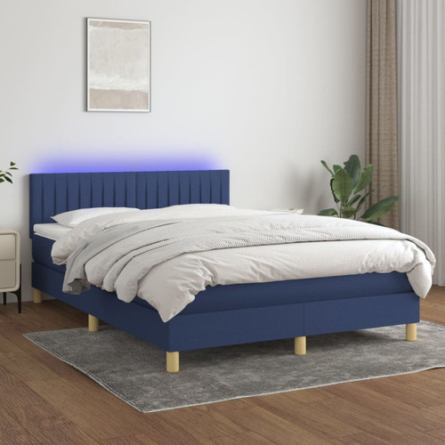 Vidaxl - vidaXL Sommier à lattes de lit avec matelas LED Bleu 140x190 cm Tissu Vidaxl  - Marchand Vidaxl