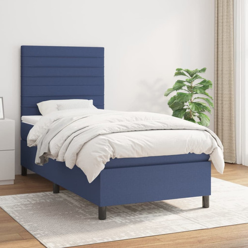 Vidaxl - vidaXL Sommier à lattes de lit avec matelas Bleu 90x190 cm Tissu Vidaxl  - Maison