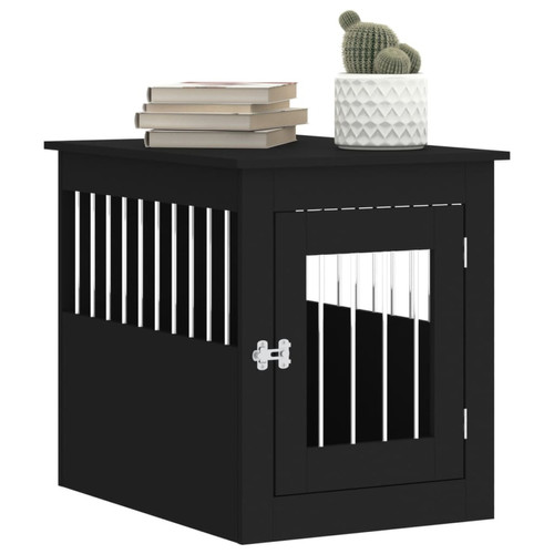 Vidaxl vidaXL Meuble de cage pour chiens noir 55x75x65 cm bois d'ingénierie