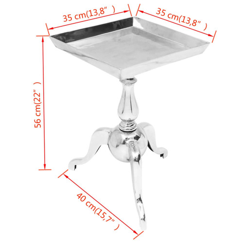 Tables à manger vidaXL Table auxiliaire carrée Aluminium Argenté