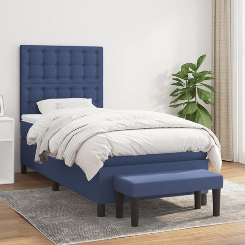 Vidaxl - vidaXL Sommier à lattes de lit avec matelas Bleu 100x200 cm Tissu Vidaxl  - Literie