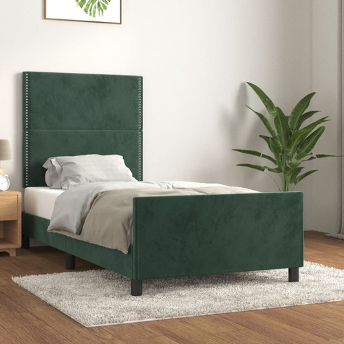 Vidaxl - vidaXL Cadre de lit avec tête de lit Vert foncé 80x200 cm Velours Vidaxl  - Lit enfant