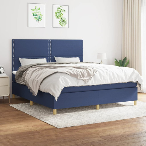 Vidaxl - vidaXL Sommier à lattes de lit avec matelas Bleu 180x200 cm Tissu Vidaxl  - Literie