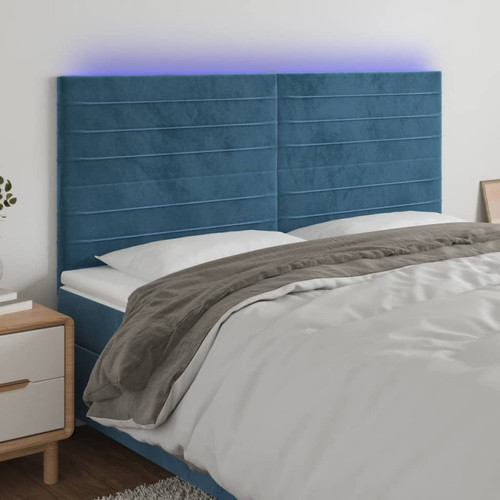 Vidaxl - vidaXL Tête de lit à LED Bleu foncé 160x5x118/128 cm Velours Vidaxl  - Marchand Vidaxl