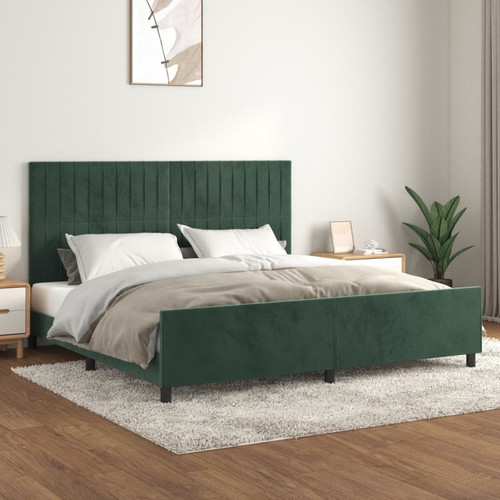 Vidaxl - vidaXL Cadre de lit avec tête de lit Vert foncé 200x200 cm Velours Vidaxl  - Lit enfant Vert