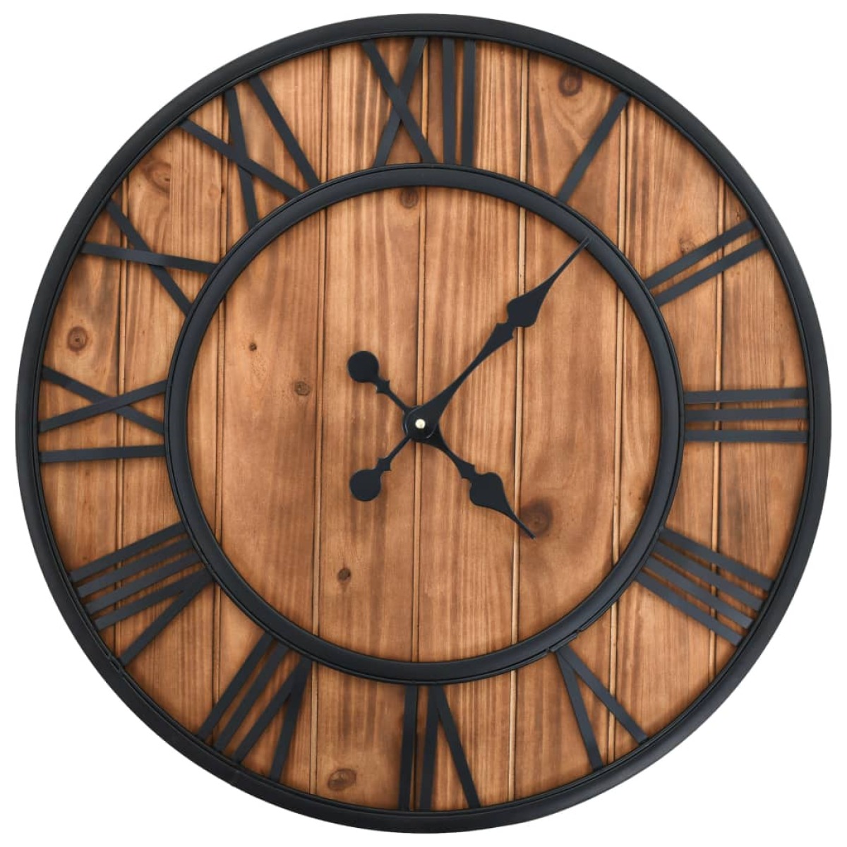 Horloges, pendules Vidaxl Horloge murale vintage à quartz Bois et métal 60 cm XXL - Décorations - Horloges - Horloges murales - Noir - Noir