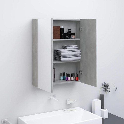 Vidaxl - vidaXL Armoire à miroir de salle de bain 60x15x75 cm MDF Gris béton - meuble haut salle de bain