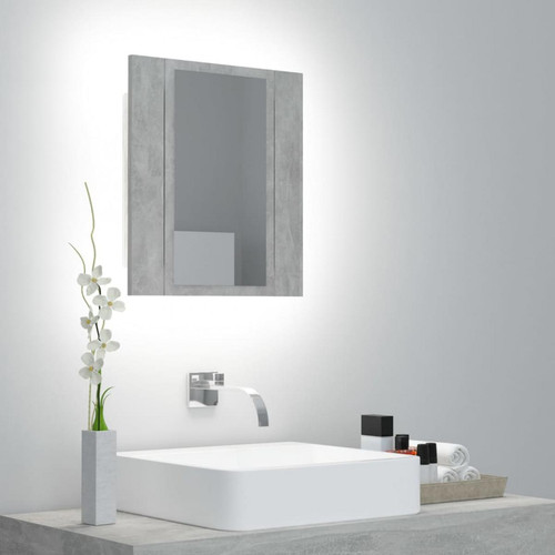 Vidaxl - vidaXL Armoire de salle de bain à miroir à LED Gris béton 40x12x45 cm - meuble bas salle de bain