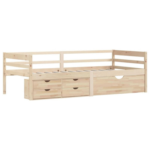 Vidaxl vidaXL Cadre de lit avec tiroirs et armoire Bois de pin 90x200 cm