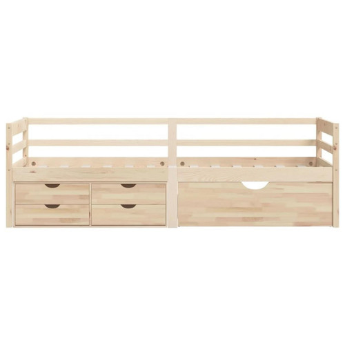 Lit enfant vidaXL Cadre de lit avec tiroirs et armoire Bois de pin 90x200 cm