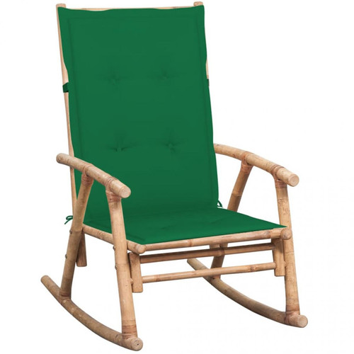Vidaxl - vidaXL Chaise à bascule avec coussin Bambou - Fauteuil à bascule Fauteuils