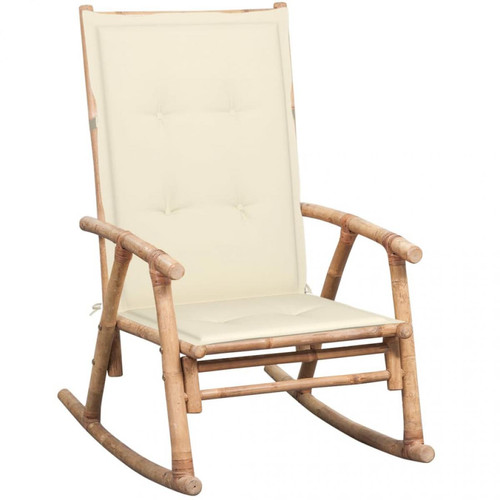 Vidaxl - vidaXL Chaise à bascule avec coussin Bambou - Fauteuils Rocking chair