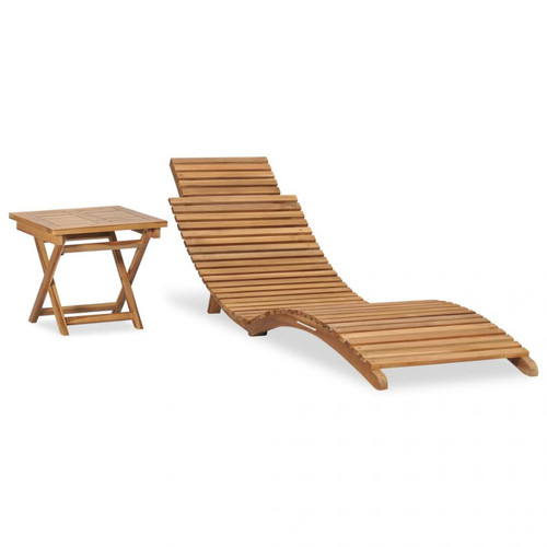 Vidaxl - vidaXL Chaise longue pliable avec table Bois de teck solide - Transats, chaises longues