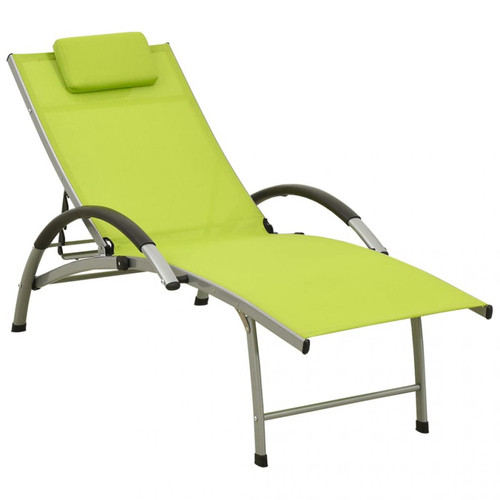 Vidaxl - vidaXL Chaise longue Textilène et aluminium Vert - Transats, chaises longues