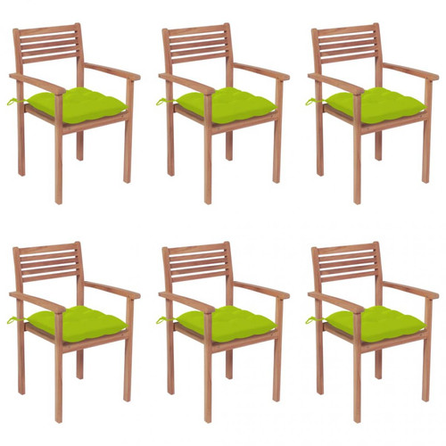 Vidaxl - vidaXL Chaises de jardin empilables avec coussins 6 pcs Teck solide Vidaxl  - Chaises de jardin